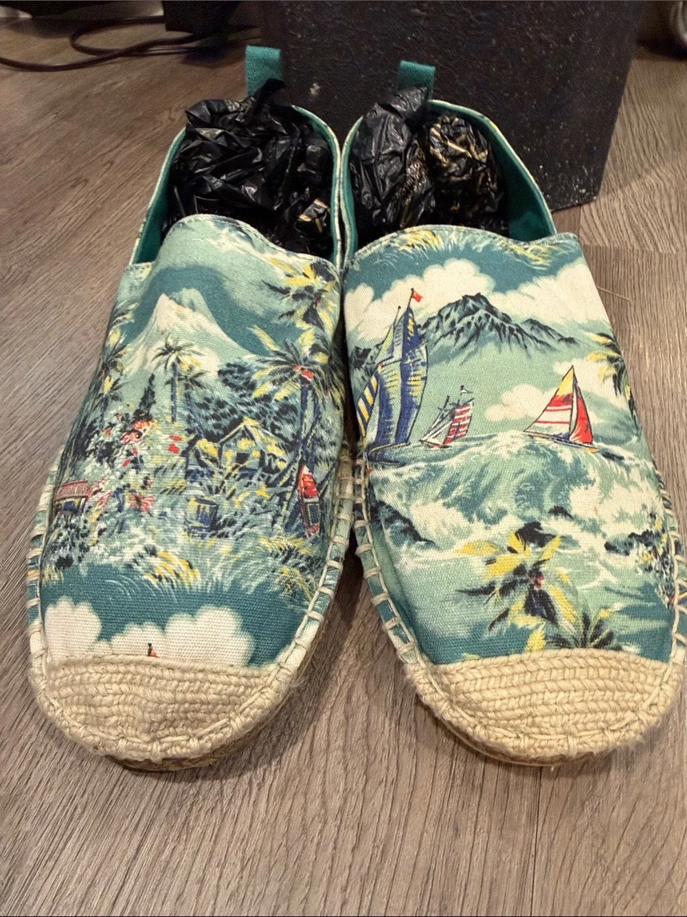 Polo by Ralph Lauren Teal Tropical Canvas Espadrilles - MENS Sz 10